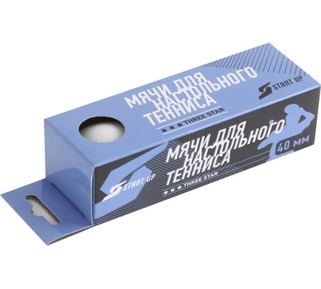 Шарик для настольного тенниса Start Up 3 Star BA-01 40+, пластик, 3 шт 4690222152241