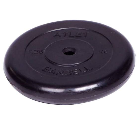 Обрезиненный диск Barbell Atlet d 26 мм, чёрный, 1.25 кг 2477