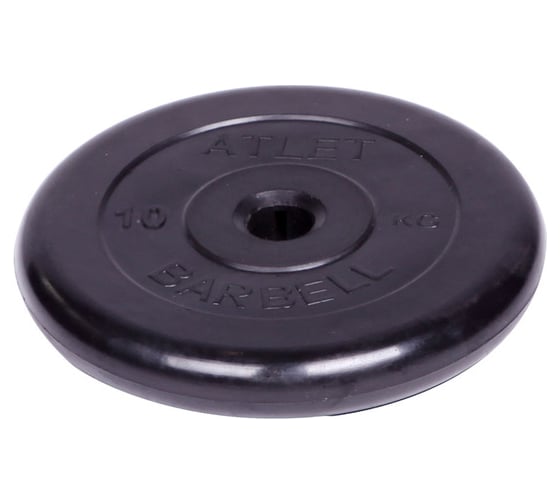Обрезиненный диск Barbell Atlet d 31 мм, чёрный, 10.0 кг СГ000001514