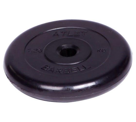 Обрезиненный диск Barbell Atlet d 31 мм, чёрный, 1.25 кг СГ000001511 1