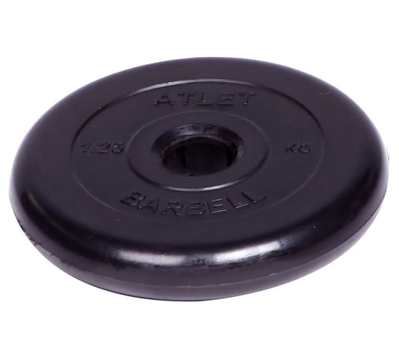 Обрезиненный диск Barbell Atlet d 51 мм, чёрный, 1.25 кг СГ000001045