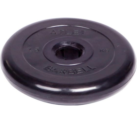 Обрезиненный диск Barbell Atlet d 51 мм, чёрный, 2.5 кг СГ000001046 1