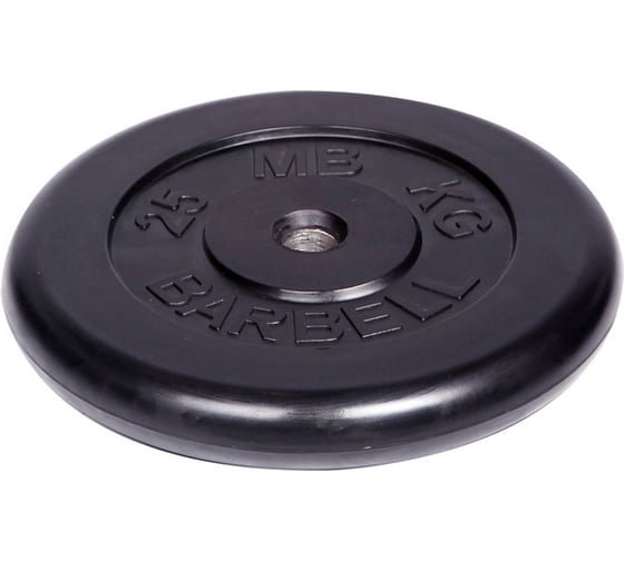 Обрезиненный диск Barbell d 31 мм, чёрный, 25.0 кг 436