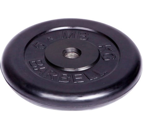 Обрезиненный диск Barbell d 31 мм, чёрный, 5.0 кг 437
