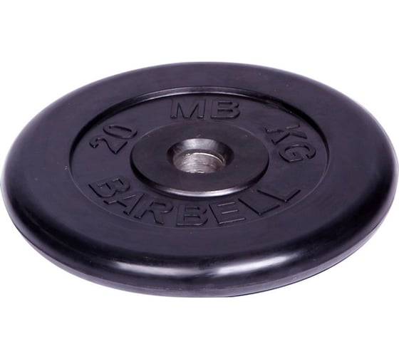 Обрезиненный диск Barbell d 51 мм, чёрный, 20.0 кг 450