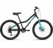 Велосипед ALTAIR MTB HT 24 2.0 D, 2022г, рост 12, черный/бирюзовый, RBK22AL24094