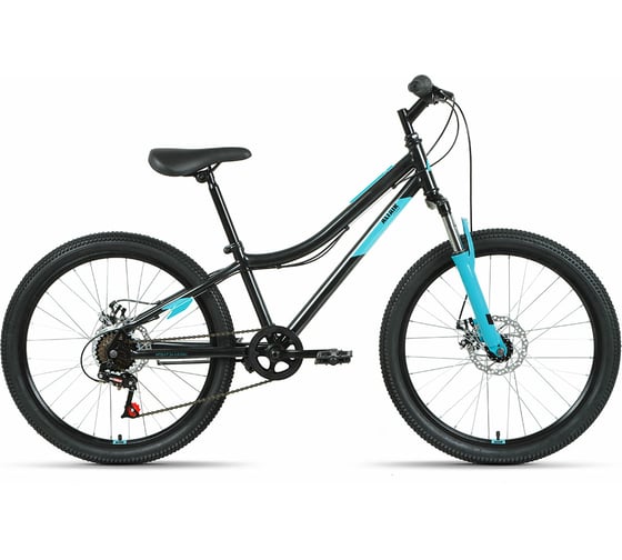 Велосипед ALTAIR MTB HT 24 2.0 D, 2022г, рост 12, черный/бирюзовый, RBK22AL24094 1