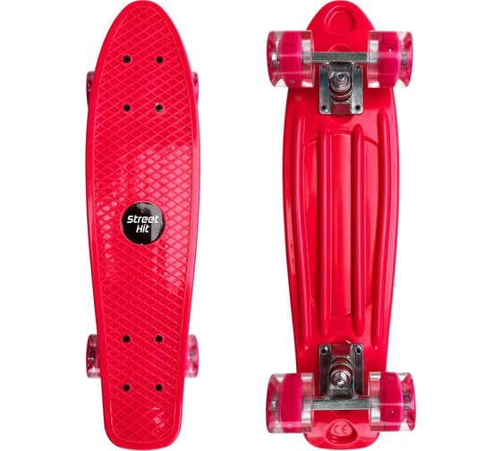 Скейт Street Hit Cruiser Board Красный со светящимися колесами A009-24