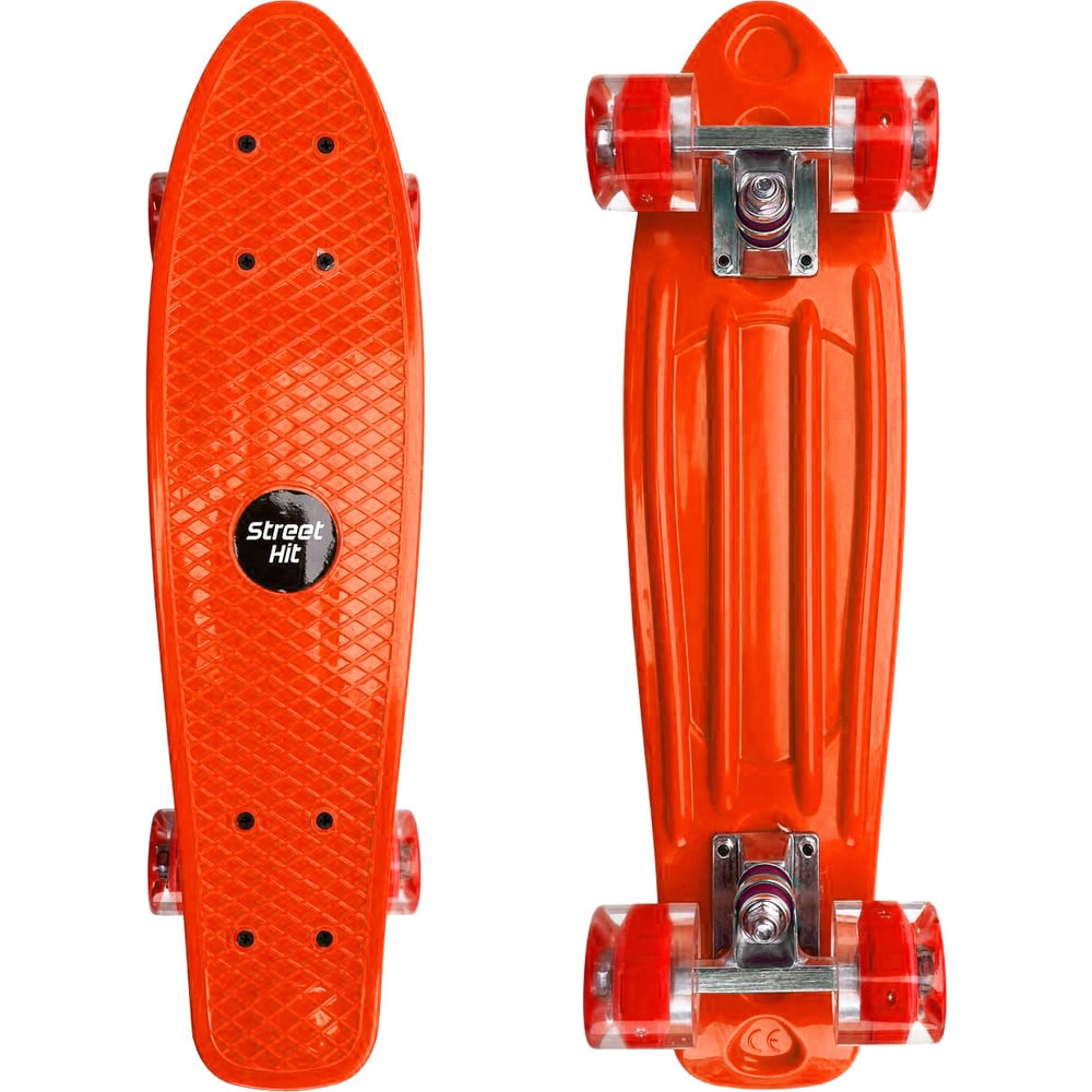 Скейт Street Hit Cruiser Board Оранжевый со светящимися колесами A009