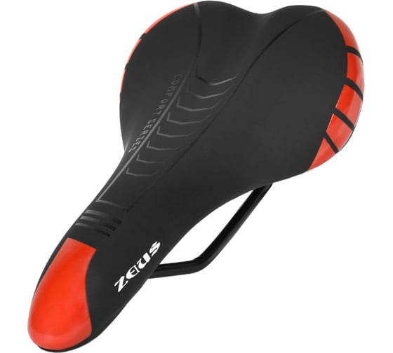 Седло ZEUS Z-6300 MTB Sport 280 140 мм, черный/красный, 370 гр H000017583
