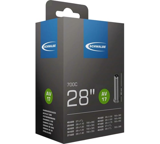 Камера SCHWALBE SV17, 2847-622635, 28-1.2-1.85, 40 mm, вентиль преста 10929443 HD00000734