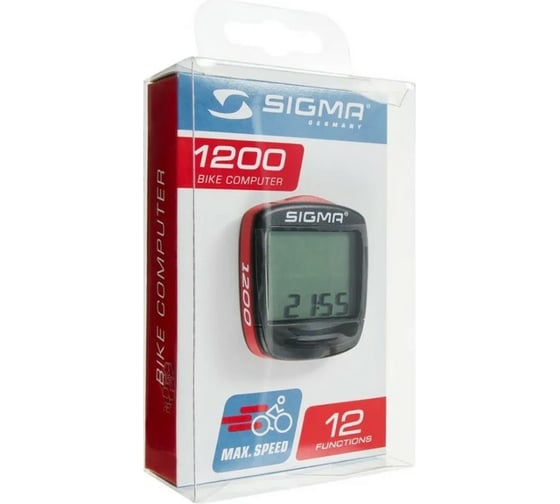 Велокомпьютер SIGMA BC 1200 BASELINE 12 функций, беспроводной, красно-черный 01960 H000004989
