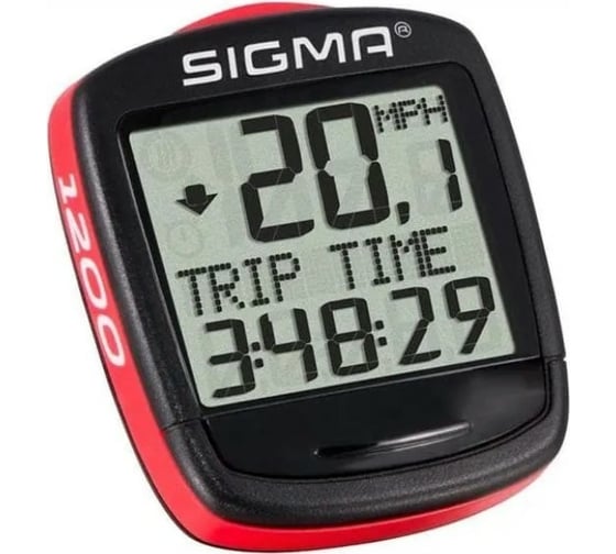 Велокомпьютер SIGMA BC 1200 BASELINE 12 функций, проводной, красно-черный 01950 H000004988