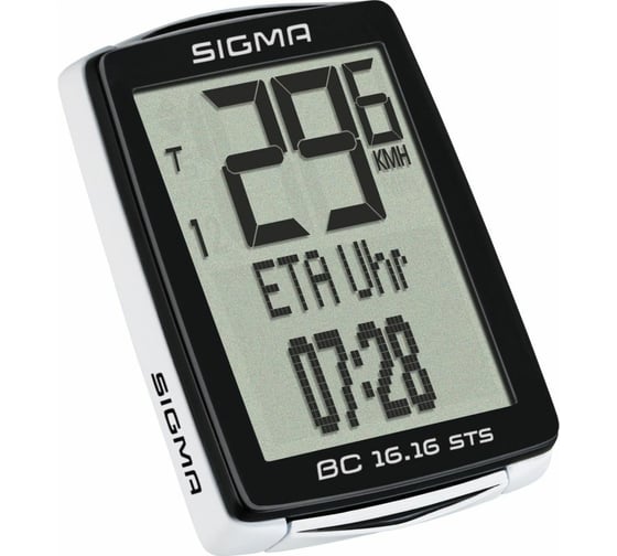 Велокомпьютер SIGMA BC 16.16 STS CAD 16 функций, беспроводной, черно-белый 01618 H000007498