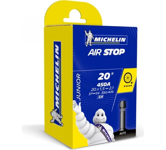 Камера MICHELIN G4 AIRSTOP 37/54x390/406 20x1.5-2.1 ST 34 мм, вентиль STANDART 819653 HQ-0003603