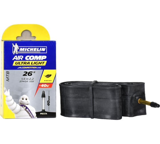 Камера MICHELIN C4 AIRCOMP ULTRALIGHT 37/54x559 26x1.5-2.2 PR 40 мм, вентиль PRESTA 696961 HQ-0003613 1