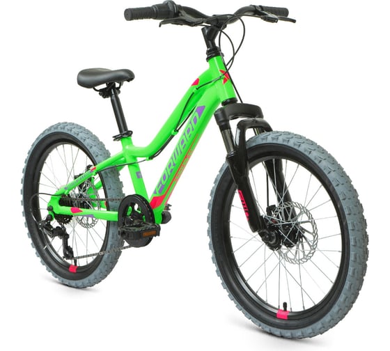 Велосипед FORWARD TWISTER 20 2.0 D, год 2022, размер рамы 10.5", ярко-зеленый/фиолетовый, RBK22FW20044