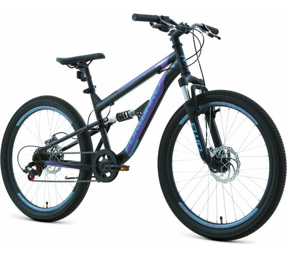 Велосипед FORWARD Raptor 24 2.0 D, год 2022, размер рамы 15", черный/фиолетовый, RBK22FW24772