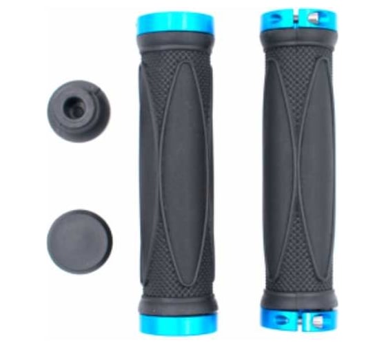 Грипсы JOY KIE MTB HL-G202, 130 мм, с 2 грипстопами, под шестигранник, черный/синий H000008028