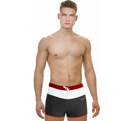 Мужские плавки-шорты для бассейна ATEMI TSAE1C, серый/красный, размер 42, 00-00008320