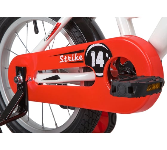 Велосипед NOVATRACK STRIKE 14", белый/красный, ножной тормоз 143STRIKE.WTR20