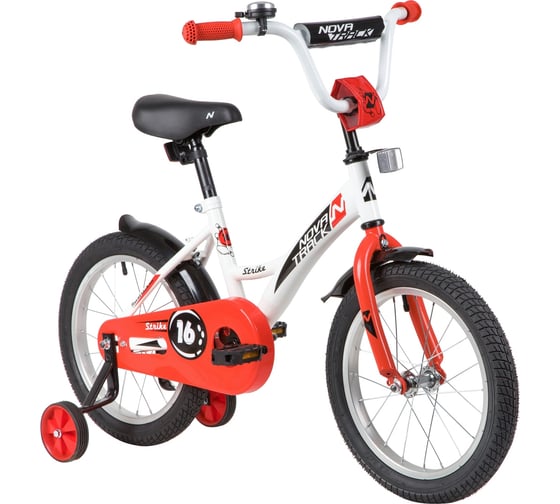 Велосипед NOVATRACK STRIKE 16", белый/красный, ножной тормоз 163STRIKE.WTR20