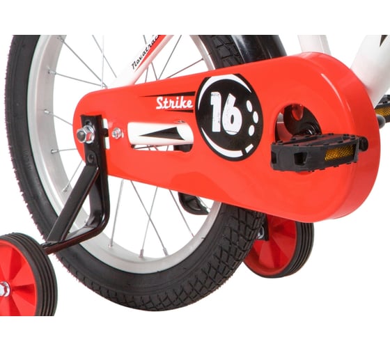 Велосипед NOVATRACK STRIKE 16", белый/красный, ножной тормоз 163STRIKE.WTR20