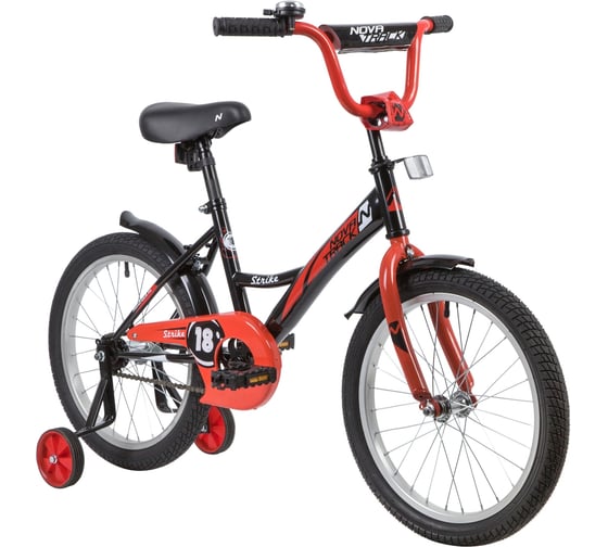 Велосипед NOVATRACK STRIKE 18", черный/красный, ножной тормоз 183STRIKE.BKR20