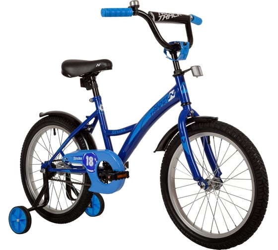 Велосипед NOVATRACK STRIKE 18", синий, ножной тормоз, защита А-тип 183STRIKE.BL22
