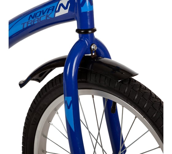 Велосипед NOVATRACK STRIKE 18", синий, ножной тормоз, защита А-тип 183STRIKE.BL22