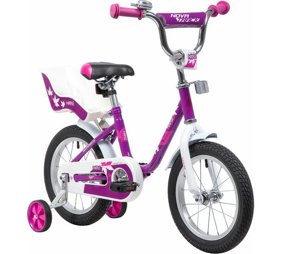 Велосипед NOVATRACK MAPLE 14", фиолетовый, полная защита цепи, тормоз ножной 144MAPLE.PR9