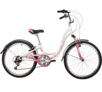 Велосипед NOVATRACK BUTTERFLY 24", сталь, рама 11", белый/розовый, 6 скоростей 24SH6V.BUTTERFLY.11PN22
