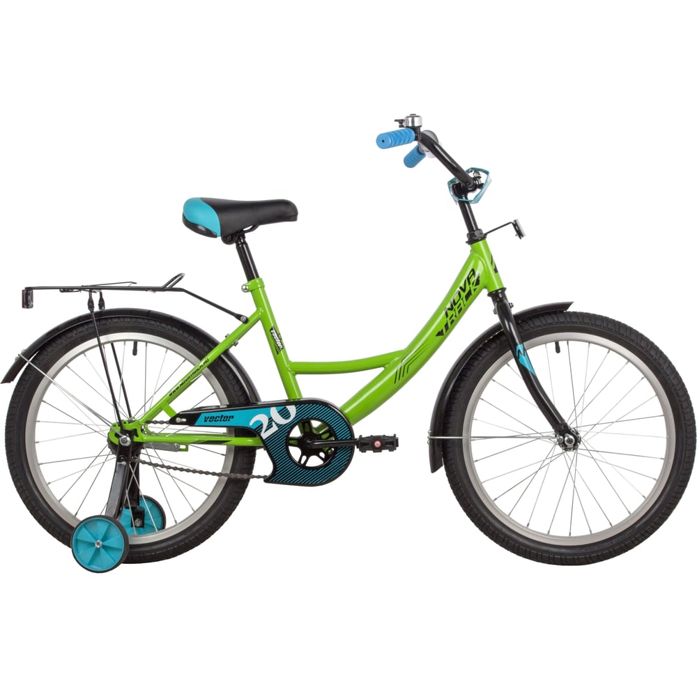 Велосипед NOVATRACK VECTOR 20", лаймовый, защита А-тип, тормоз ножной ...