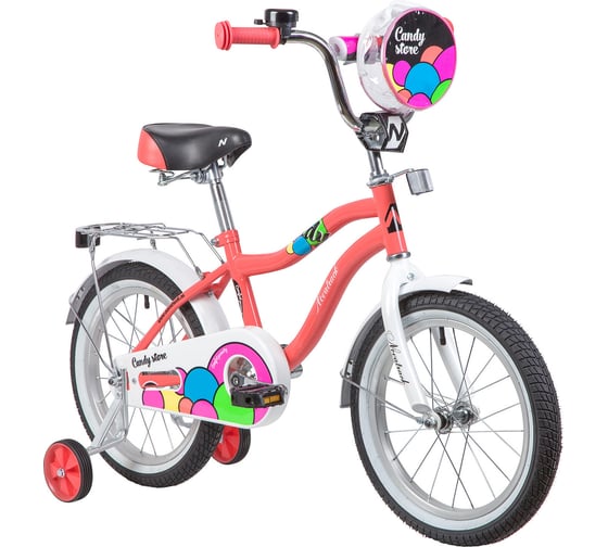 Велосипед NOVATRACK CANDY 16", коралловый, полная защита цепи, тормоз ножной 165CANDY.CRL9 1