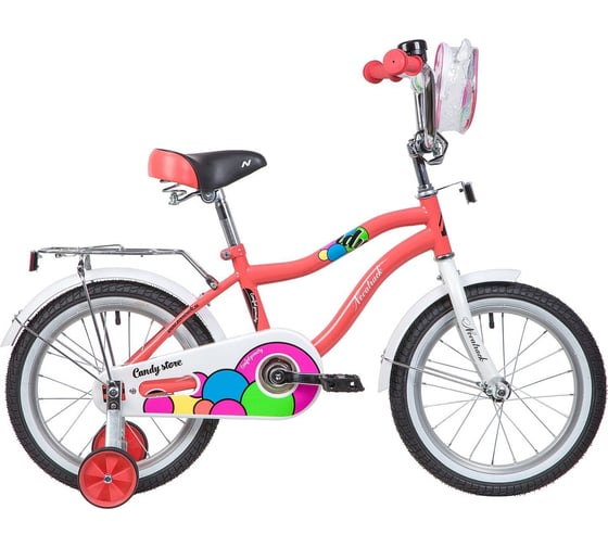 Велосипед NOVATRACK CANDY 16", коралловый, полная защита цепи, тормоз ножной 165CANDY.CRL9