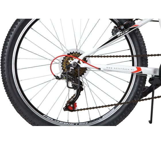Велосипед NOVATRACK RACER 24", рама 12", белый, 6 скоростей 24SH6V.RACER.12WT20