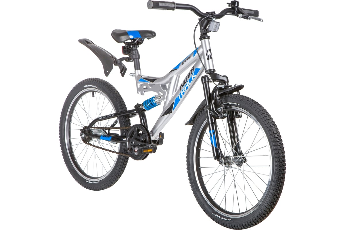 Велосипед NOVATRACK SHARK 20", серебристый, сталь 20SS1V.SHARK.SL20 ...