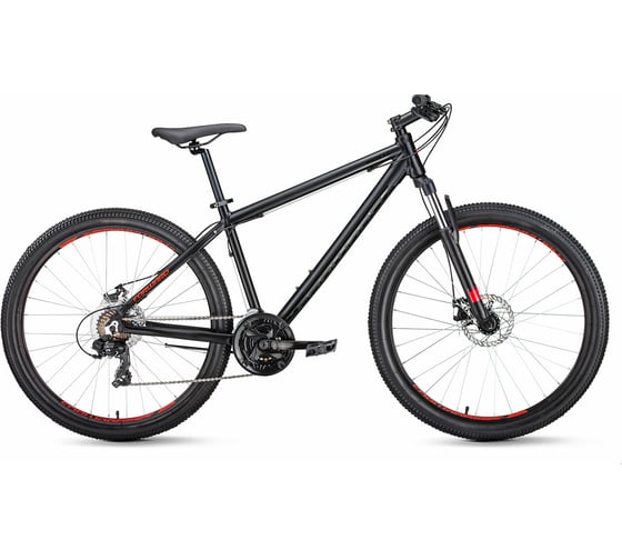 Велосипед FORWARD APACHE 27,5 2.0 disc 27.5, 21 скорость, рост 19 2019-2020, черный матовый 1BKW0M67Q032