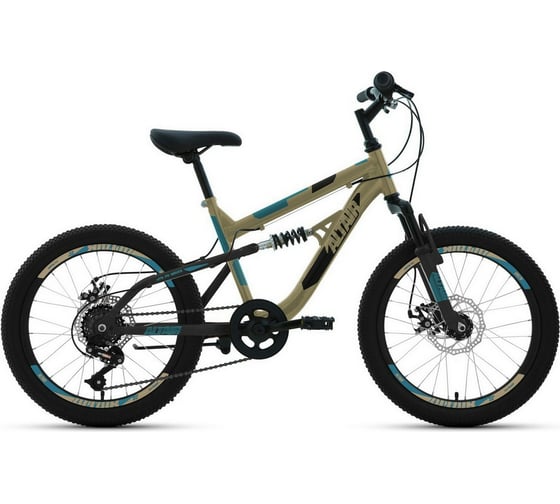 Велосипед ALTAIR MTB FS 20 D 2022г, рост 14, бежевый/черный RBK22AL20046 1