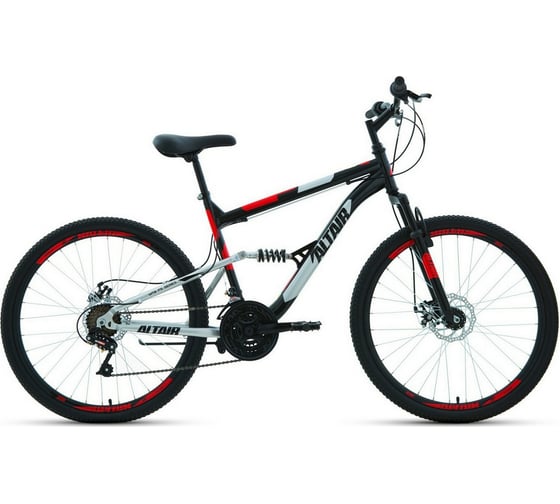 Велосипед ALTAIR MTB FS 26 2.0 D 2022г, рост 18, черный/красный RBK22AL26072 1