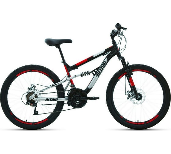 Велосипед ALTAIR MTB FS 24 D 2022г, рост 15, черный/красный RBK22AL24052