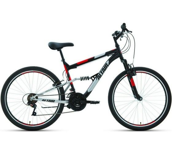 Велосипед ALTAIR MTB FS 26 1.0 2022г, рост 16, черный/красный RBK22AL26057 1