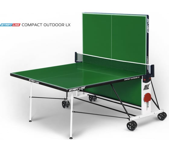 Теннисный всепогодный стол Start Line Compact Outdoor LX green, любительский, с встроенной сеткой 6044-11