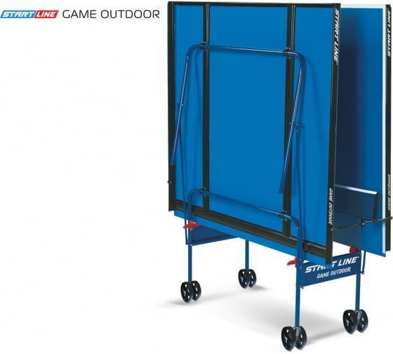 Теннисный стол Start Line Game Outdoor blue, всепогодный, любительский, с встроенной сеткой 6034
