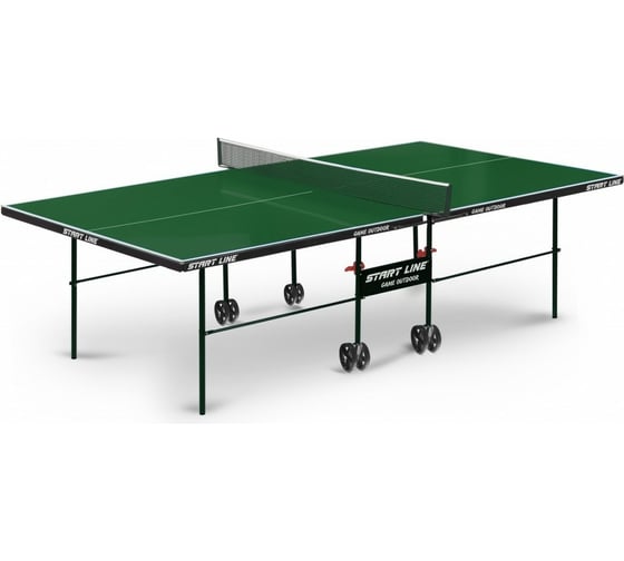 Теннисный стол Start Line Game Outdoor green, всепогодный, любительский, с встроенной сеткой 6034-1 1