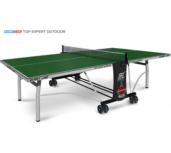 Теннисный стол Start Line Top Expert Outdoor green, всепогодный, профессиональный, с встроенной сеткой 6047-1