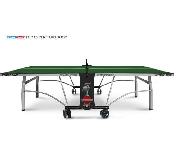 Теннисный стол Start Line Top Expert Outdoor green, всепогодный, профессиональный, с встроенной сеткой 6047-1