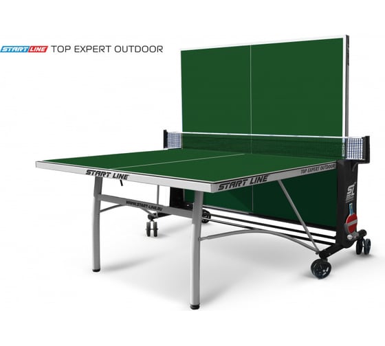Теннисный стол Start Line Top Expert Outdoor green, всепогодный, профессиональный, с встроенной сеткой 6047-1