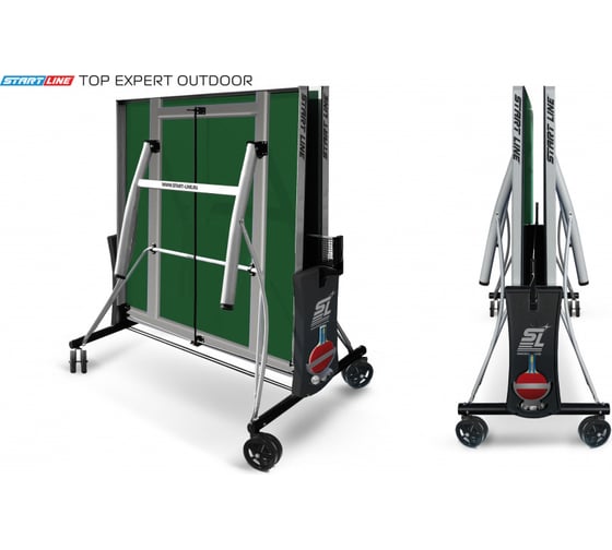 Теннисный стол Start Line Top Expert Outdoor green, всепогодный, профессиональный, с встроенной сеткой 6047-1