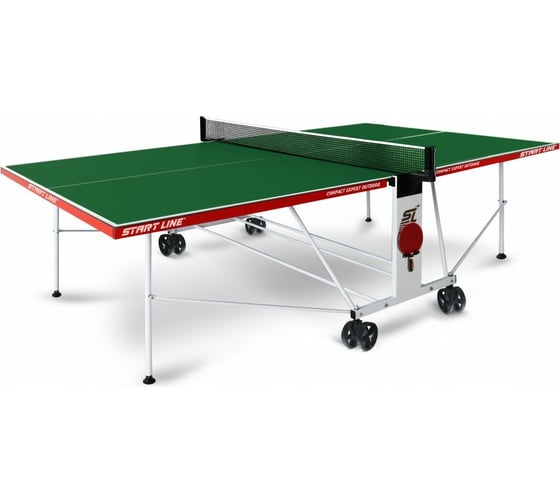 Теннисный стол Start Line Compact Expert Outdoor green, всепогодный, профессиональный, с встроенной сеткой 6044-31